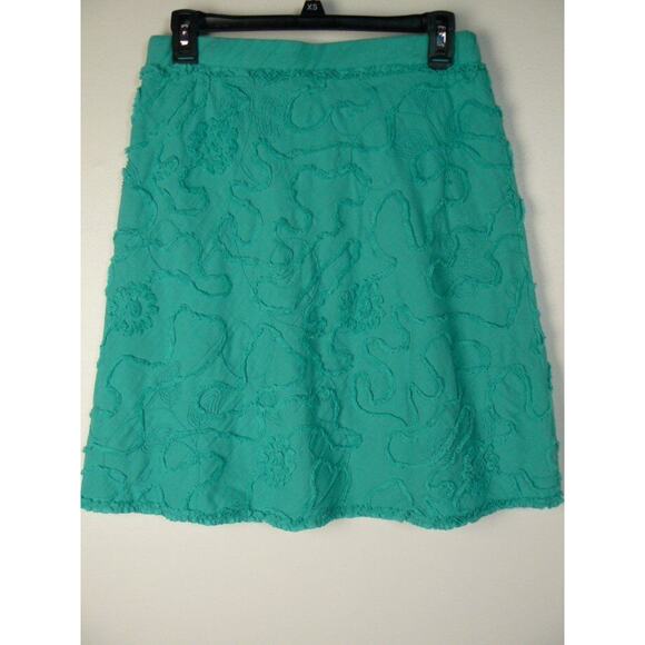 Sophie Max Turquoise Blue Floral Applique A-line Cotton Skirt XS 0 2 NEW S320 - Picture 4 of 4